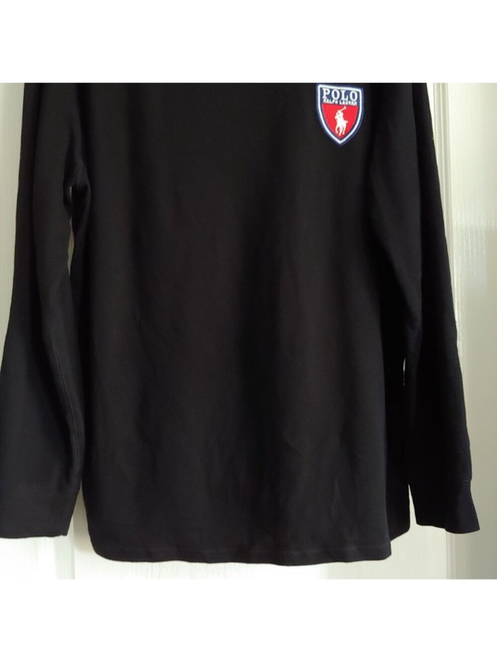 Polo Ralph Lauren Large Pony Logo Ribbed Shirt Black Preppy Collegiate XL - Picture 4 of 8